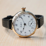 1907 ROCKFORD Trench Watch 0s Grade 180 7 Jewels 14K G.F. Case w/Diamond - RARE