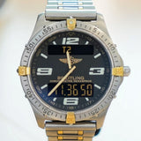 BREITLING Aerospace Navimeter Watch F75362 Perpetual Alarm Wristwatch Titanium & Gold - IN BOX!