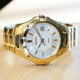 2000 SEIKO Dress Watch SGEE62 Date Indicator 100M Wristwatch ALL Gold S.S. - ALL Original Box & Papers!