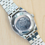 ORIENT Automatic Sapphire Watch President Oyster Ref. EV0J-C0-B Wristwatch Blue & Diamond Dial