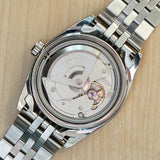 ORIENT Automatic Sapphire Watch President Oyster Ref. EV0J-C0-B Wristwatch Blue & Diamond Dial