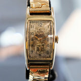 1945 OMEGA Watch 17 Jewels Cal. R17.8 Tank Case Vintage Swiss Wristwatch 14K G.F.