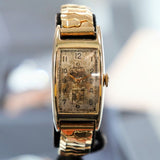 1945 OMEGA Watch 17 Jewels Cal. R17.8 Tank Case Vintage Swiss Wristwatch 14K G.F.