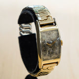 1945 OMEGA Watch 17 Jewels Cal. R17.8 Tank Case Vintage Swiss Wristwatch 14K G.F.