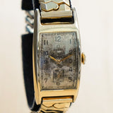 1945 OMEGA Watch 17 Jewels Cal. R17.8 Tank Case Vintage Swiss Wristwatch 14K G.F.
