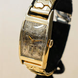 1945 OMEGA Watch 17 Jewels Cal. R17.8 Tank Case Vintage Swiss Wristwatch 14K G.F.