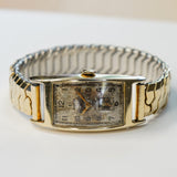 1945 OMEGA Watch 17 Jewels Cal. R17.8 Tank Case Vintage Swiss Wristwatch 14K G.F.