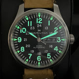 HAMILTON Khaki Field Day Date Auto Watch H705350 42mm 12/24-Dial Wristwatch - Double Box!
