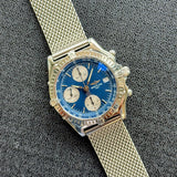 BREITLING Chronomat A13048 Automatic Chronograph Pilot’s Watch 40mm Blue Dial - Mesh Band