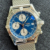 BREITLING Chronomat A13048 Automatic Chronograph Pilot’s Watch 40mm Blue Dial - Mesh Band