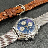 BREITLING Chronomat A13048 Automatic Chronograph Pilot’s Watch 40mm Blue Dial - Mesh Band