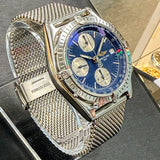 BREITLING Chronomat A13048 Automatic Chronograph Pilot’s Watch 40mm Blue Dial - Mesh Band