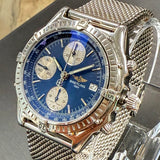 BREITLING Chronomat A13048 Automatic Chronograph Pilot’s Watch 40mm Blue Dial - Mesh Band