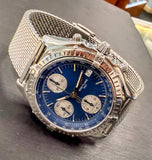 BREITLING Chronomat A13048 Automatic Chronograph Pilot’s Watch 40mm Blue Dial - Mesh Band