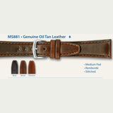 MS881 - Genuine Oil Tan Leather - Hadley Roma Watch Strap