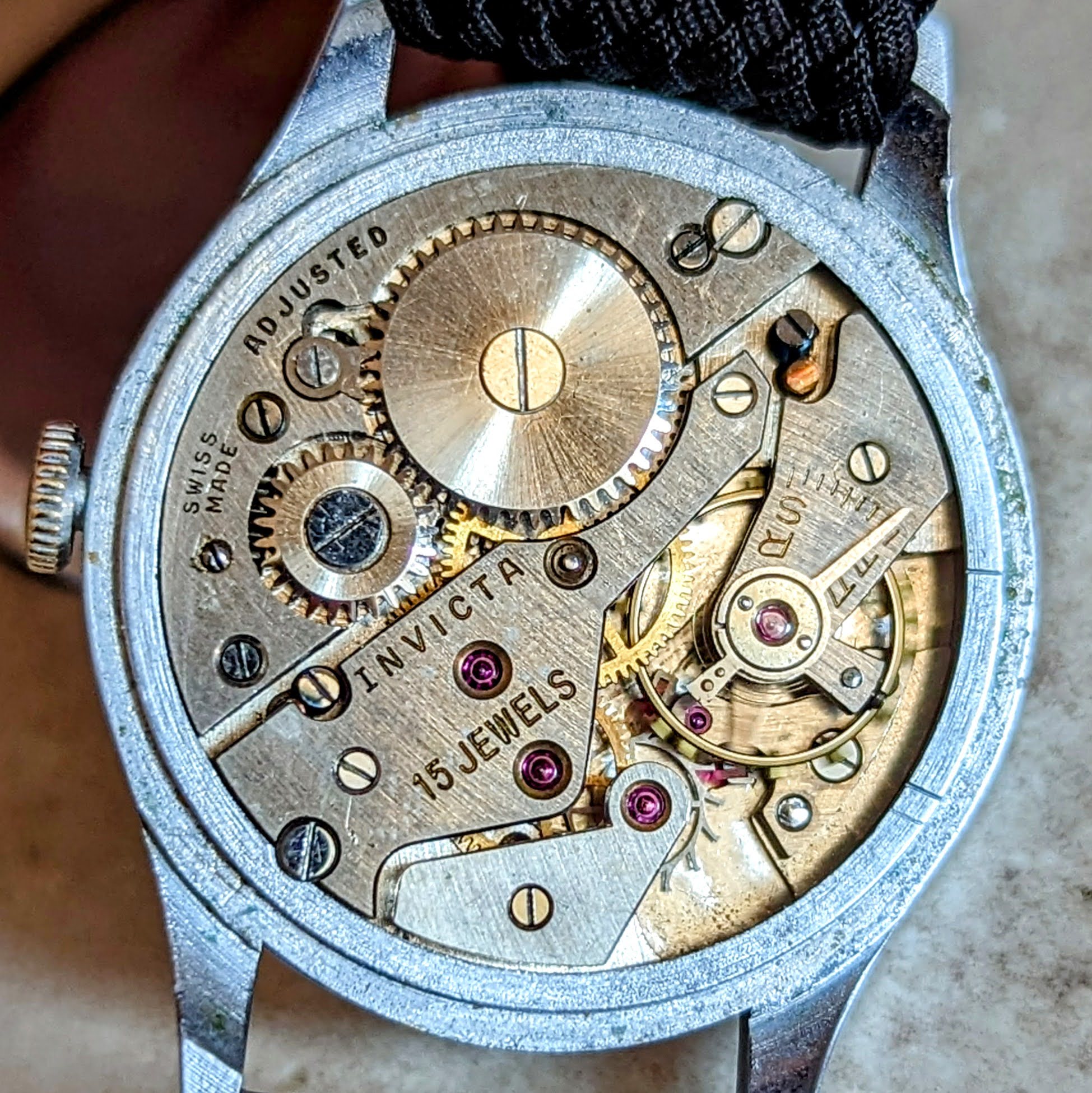 Invicta Latin INVICTA Military Wristwatch 15 Jewels Cal. 114 Adjusted Swiss 1950's V ...