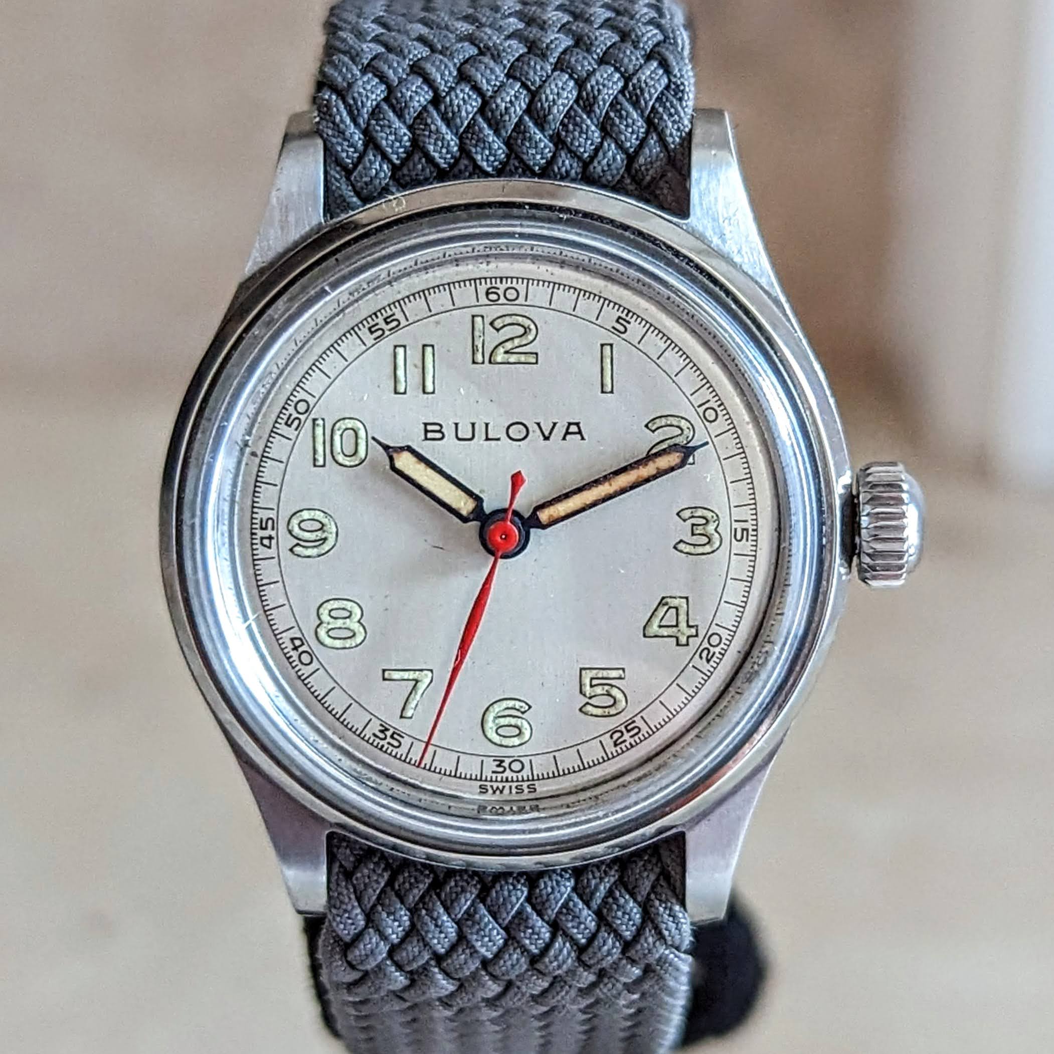 1945 BULOVA Watertite Military Wristwatch 17 Jewels 29mm Swiss Made Watch