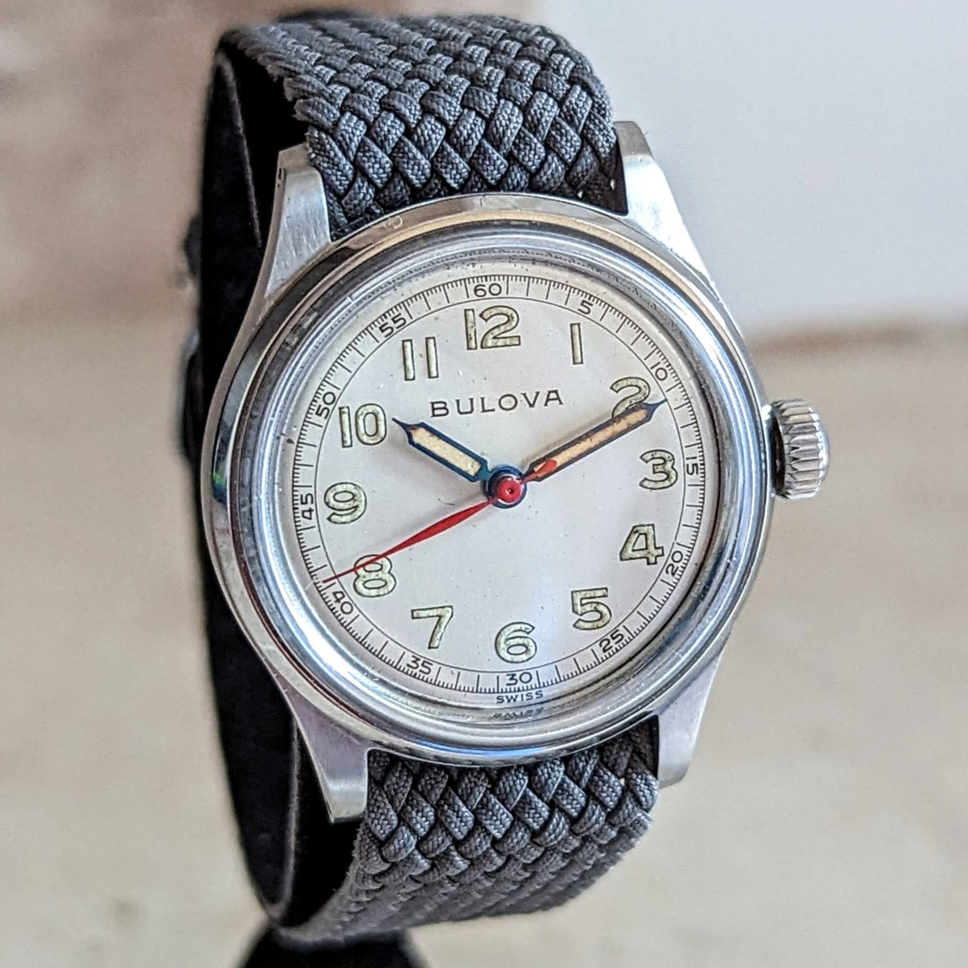 1945 BULOVA Watertite Military Wristwatch 17 Jewels 29mm Swiss Made Watch