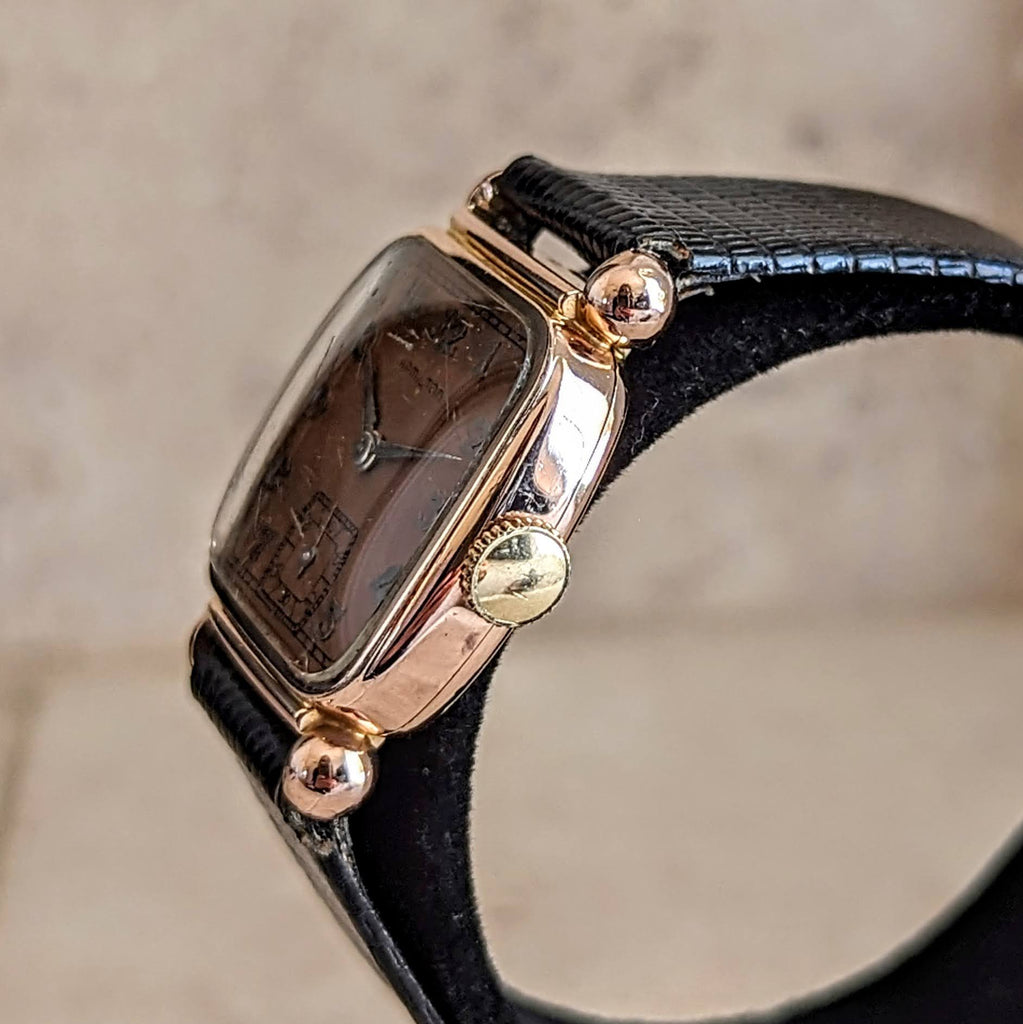 Montre Vintage Hamilton Russell 1941 Mécanique - Boîte Carrée Or - Avec étui D'origine