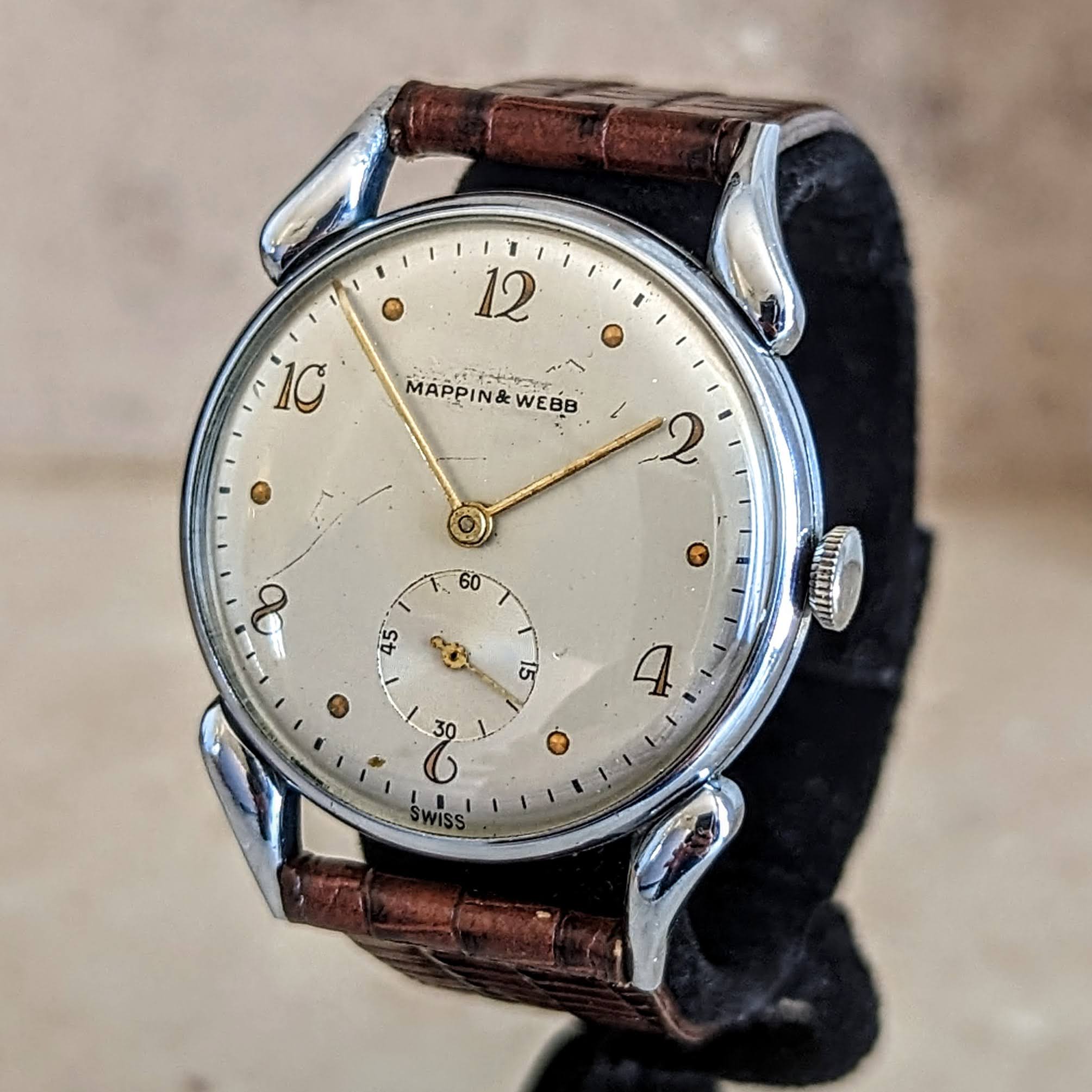 MAPPIN & WEBB 1940s Wristwatch by Parker Watch Co. 17 Jewels Cal. 11TS Swiss Made Watch