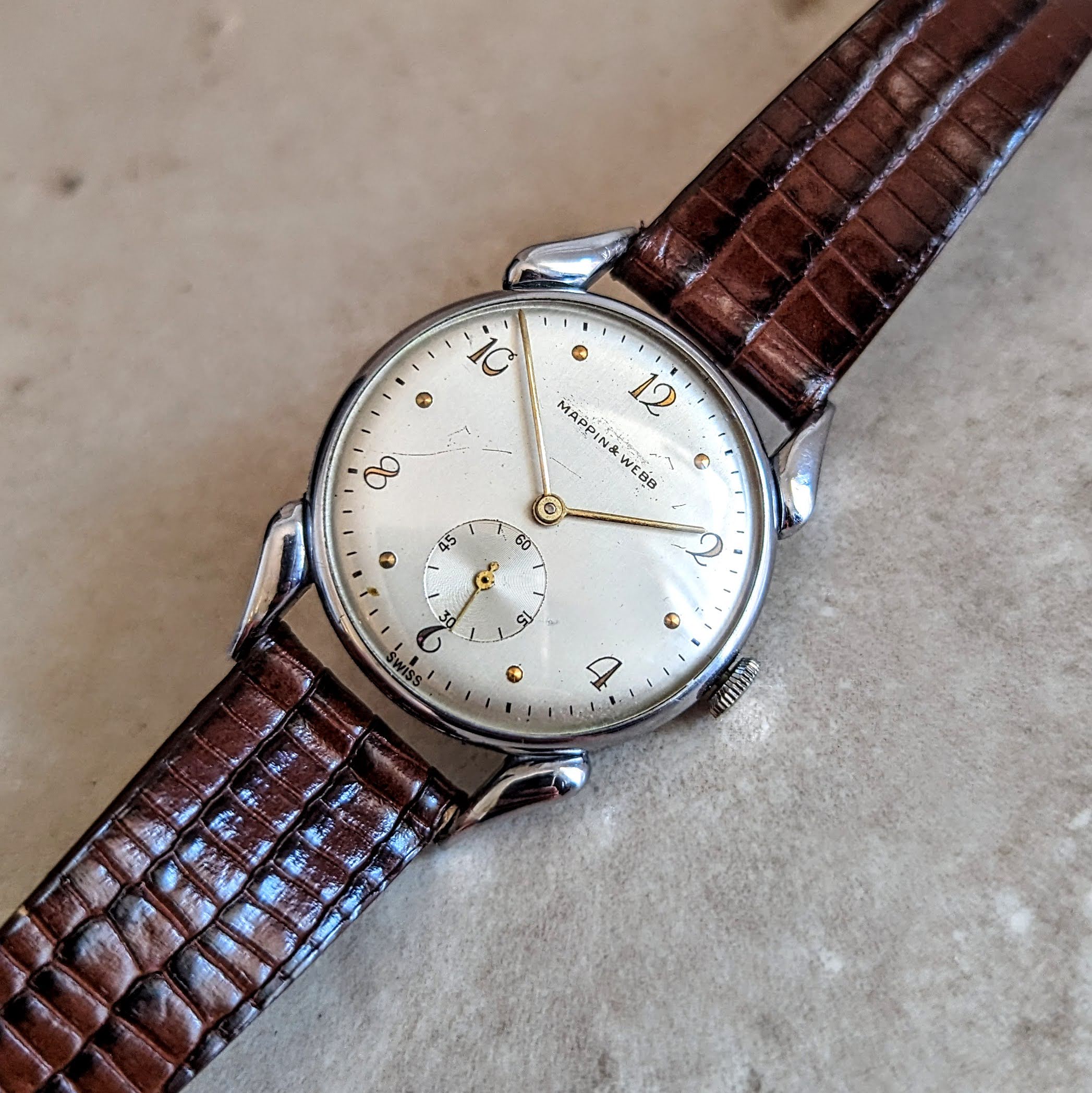 MAPPIN WEBB 1940s Wristwatch by Parker Watch Co. 17 Jewels Cal. 11TS SECOND HAND HOROLOGY
