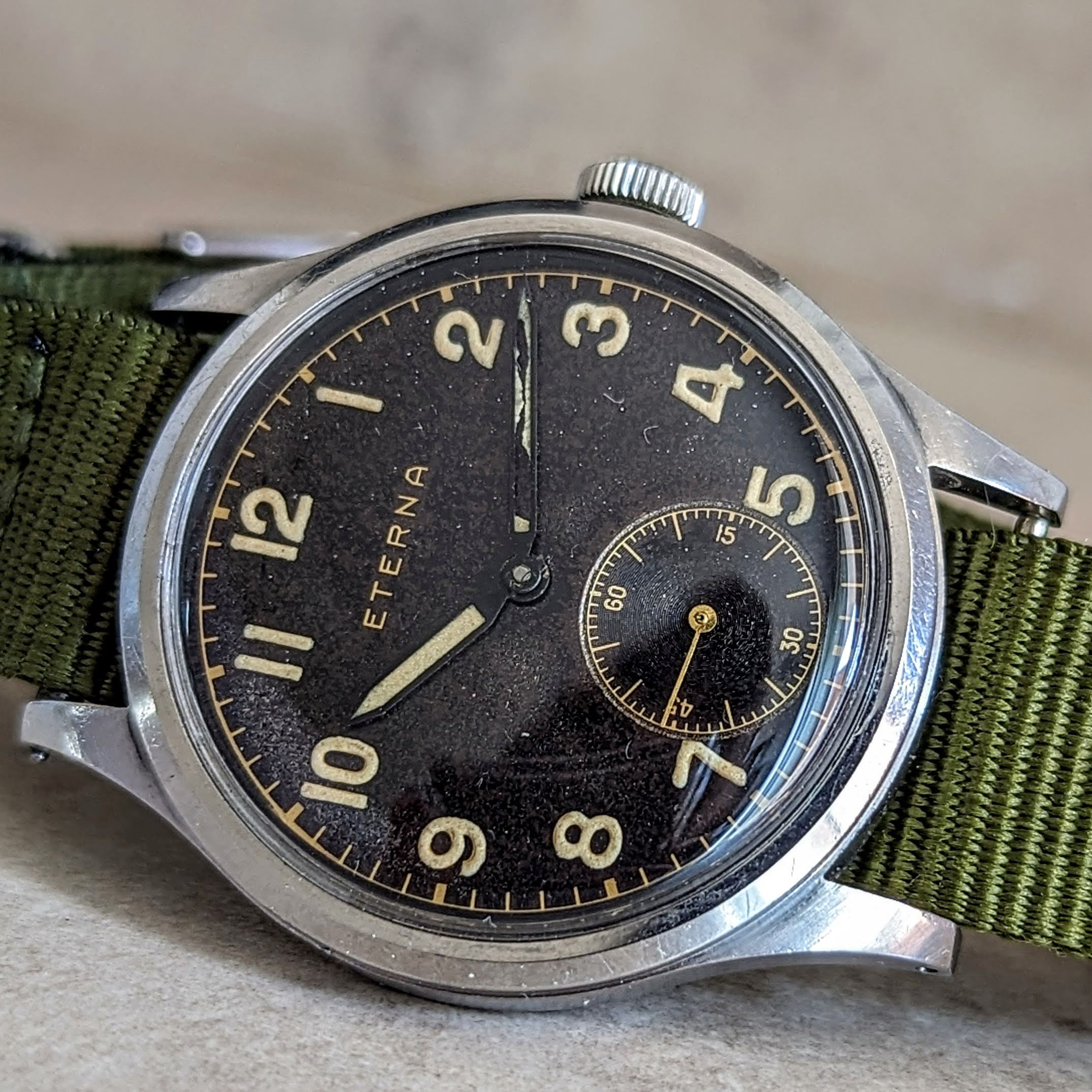 1942 ETERNA WWII Military Jumbo Wristwatch Ref. 138.92 Cal. 852 - Radi ...