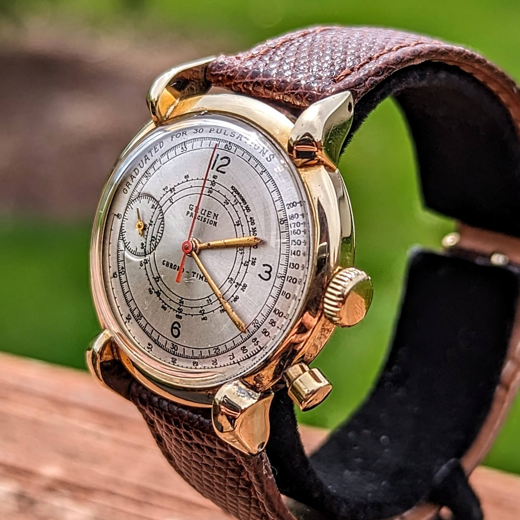 Gruen chronograph watch store