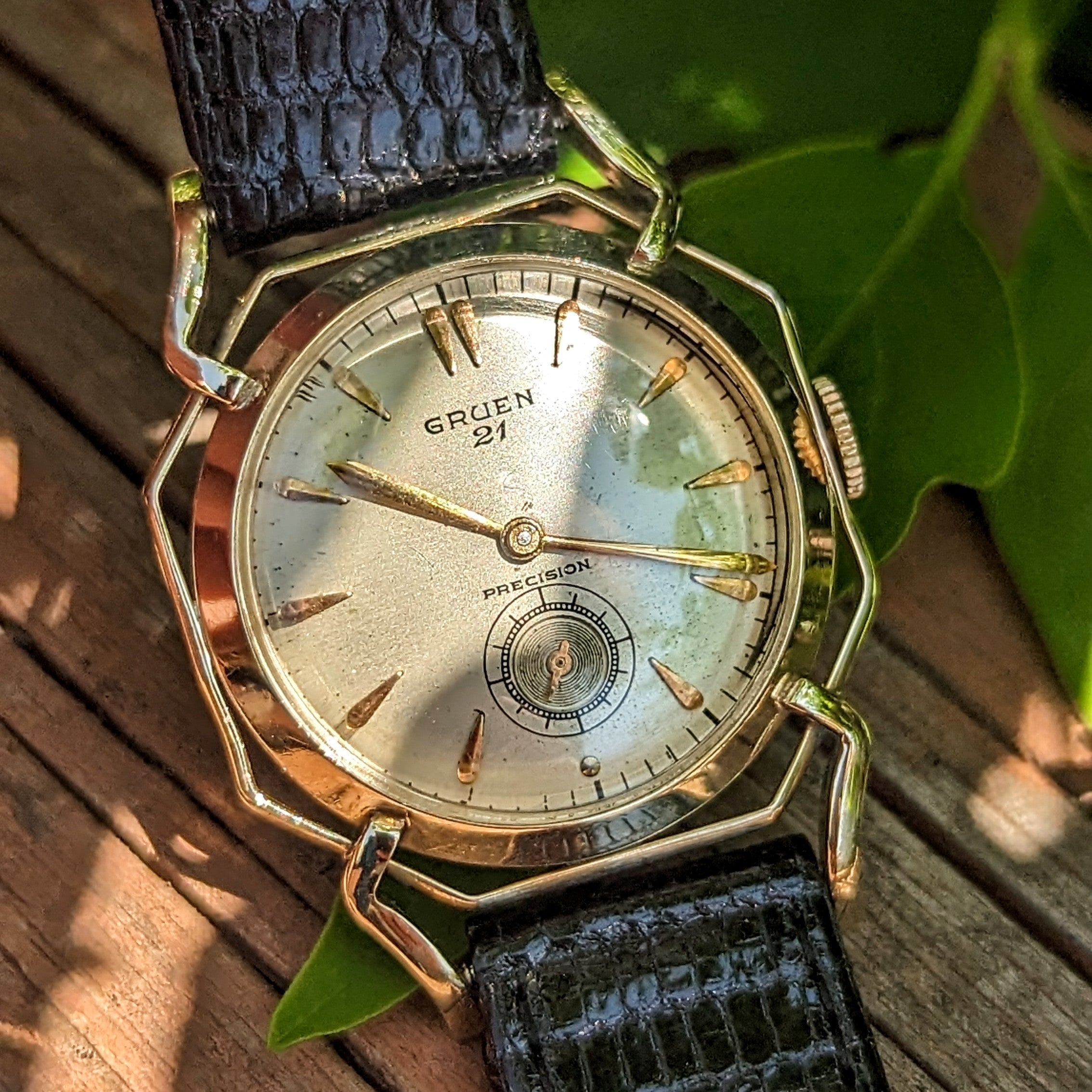 1950 GRUEN Barclay Wristwatch "The Spider" Watch 21 Jewels Precision 10K GF Vintage U.S.A.
