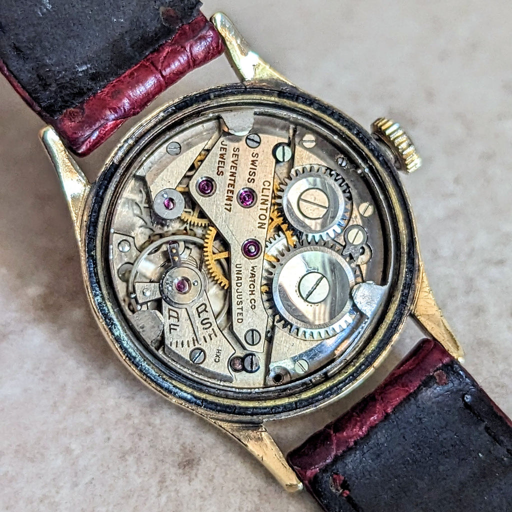 CLINTON Waterproof Wristwatch Grey Dial 17 Jewels 29mm Swiss Made Watc ...