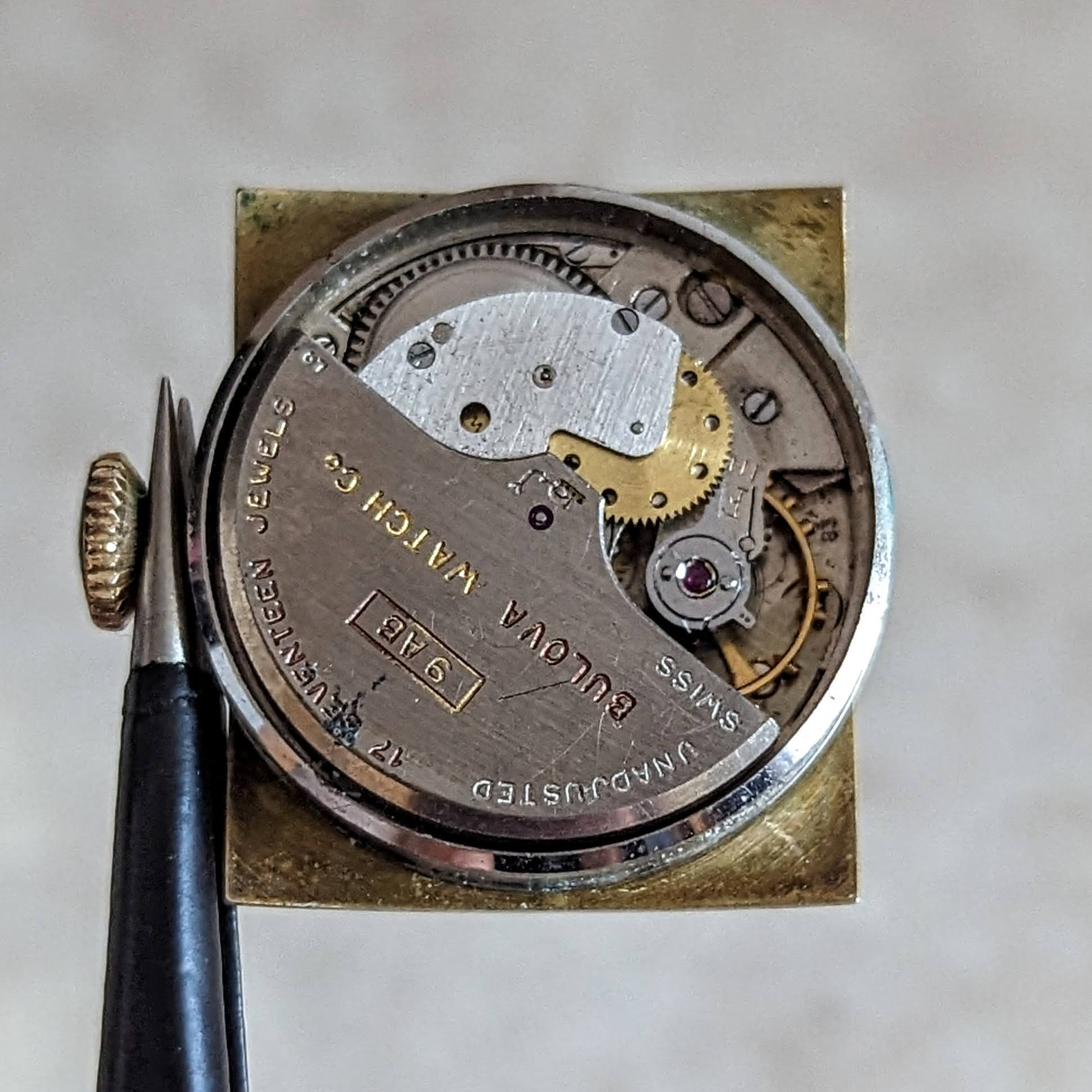 9ab BULOVA 1950 DUO WIND Automatic Wristwatch 17 Jewels Cal. 9AB Swiss Mad ...