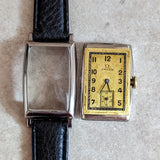 1934 OMEGA Art Deco Wristwatch Cal. T17 15 Jewels Tank Case ALL S.S. Vintage Watch