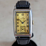 1934 OMEGA Art Deco Wristwatch Cal. T17 15 Jewels Tank Case ALL S.S. Vintage Watch