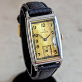 1934 OMEGA Art Deco Wristwatch Cal. T17 15 Jewels Tank Case ALL S.S. Vintage Watch