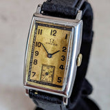 1934 OMEGA Art Deco Wristwatch Cal. T17 15 Jewels Tank Case ALL S.S. Vintage Watch