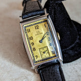 1934 OMEGA Art Deco Wristwatch Cal. T17 15 Jewels Tank Case ALL S.S. Vintage Watch