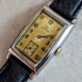 1934 OMEGA Art Deco Wristwatch Cal. T17 15 Jewels Tank Case ALL S.S. Vintage Watch