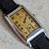 1934 OMEGA Art Deco Wristwatch Cal. T17 15 Jewels Tank Case ALL S.S. Vintage Watch