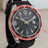 Vintage CLINTON Wristwatch Date & World Time Watch 17 Jewels GMT Watch