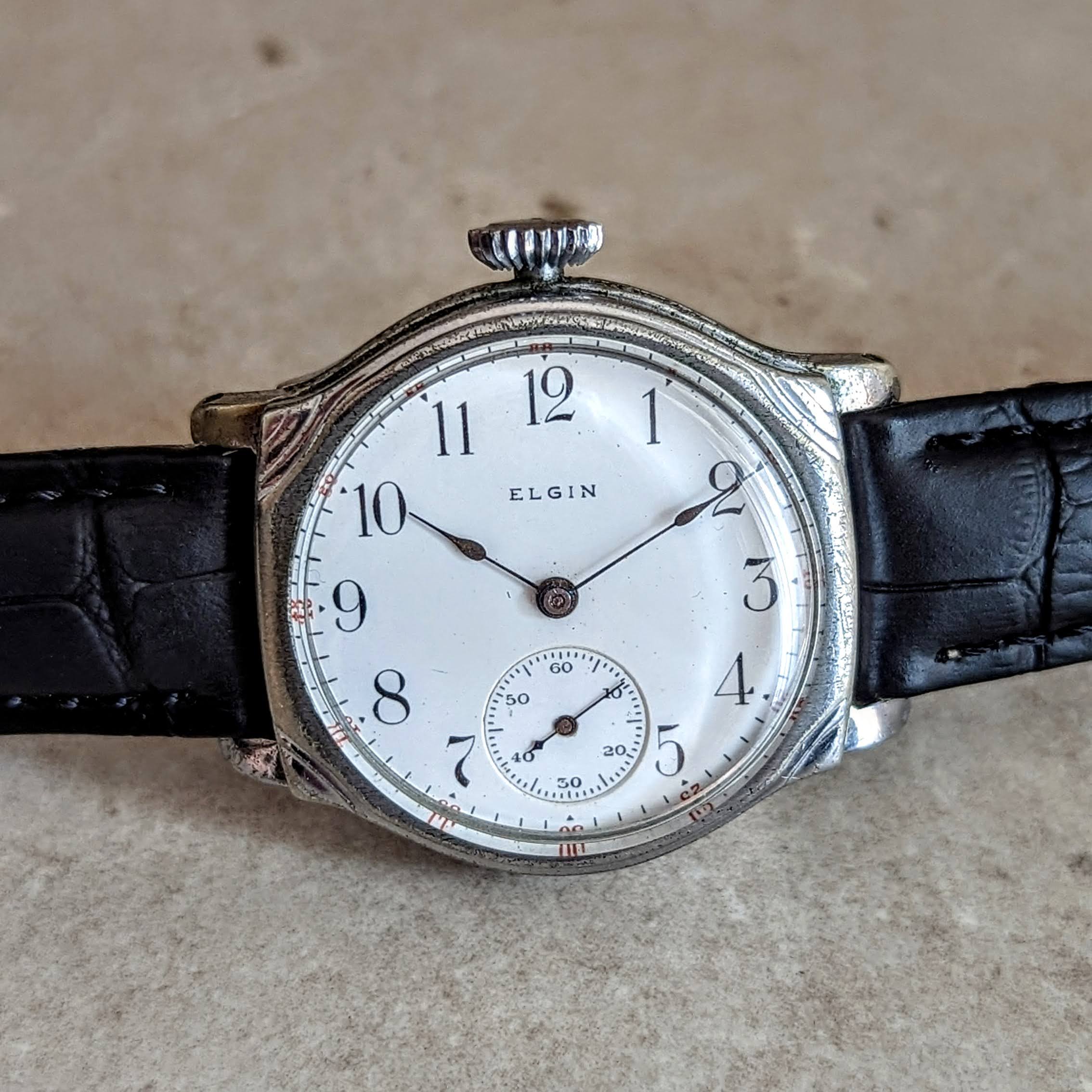 1908 ELGIN Transitional Wristwatch 15J Grade 355 U.S.A. Art Deco Watch