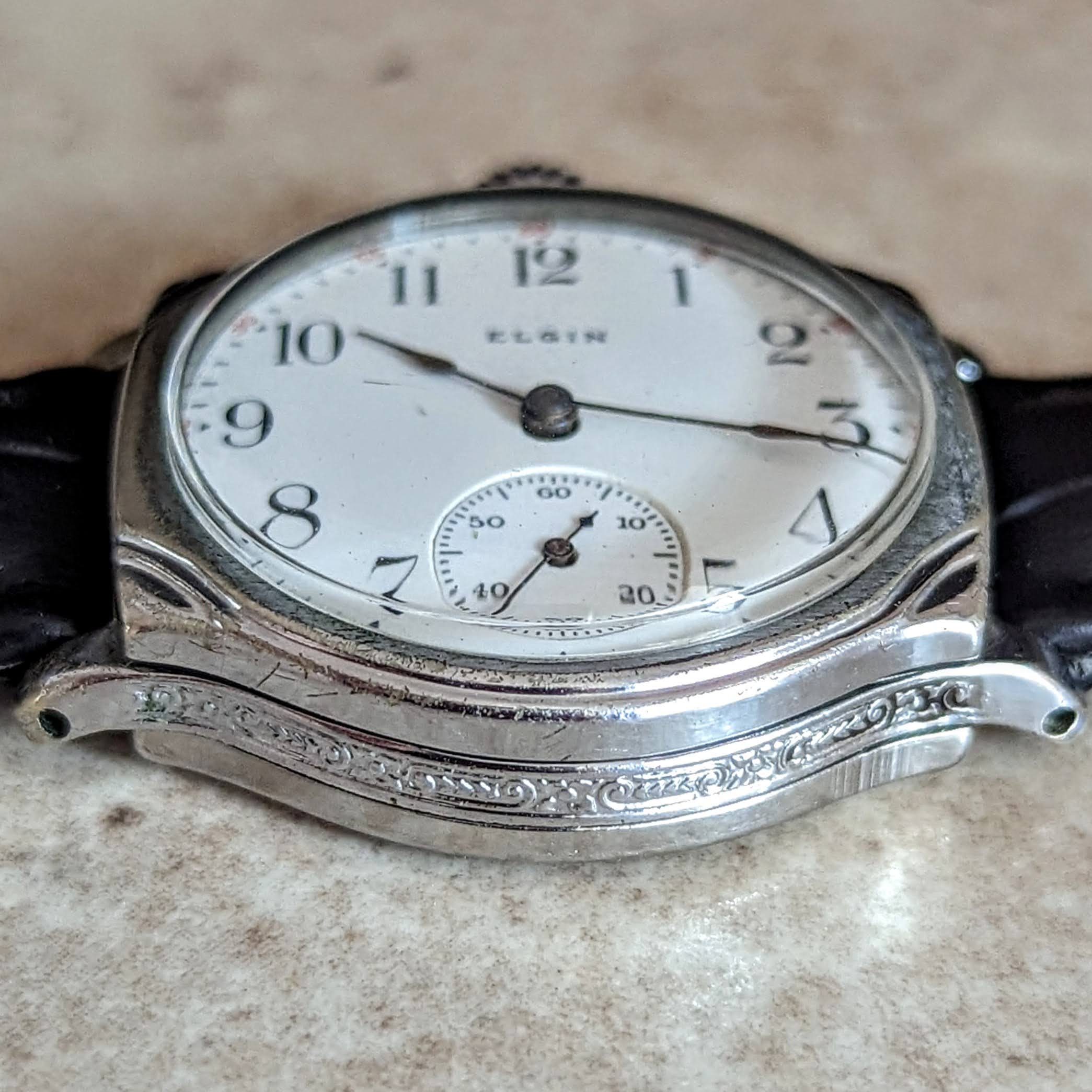 1908 ELGIN Transitional Wristwatch 15J Grade 355 U.S.A. Art Deco Watch