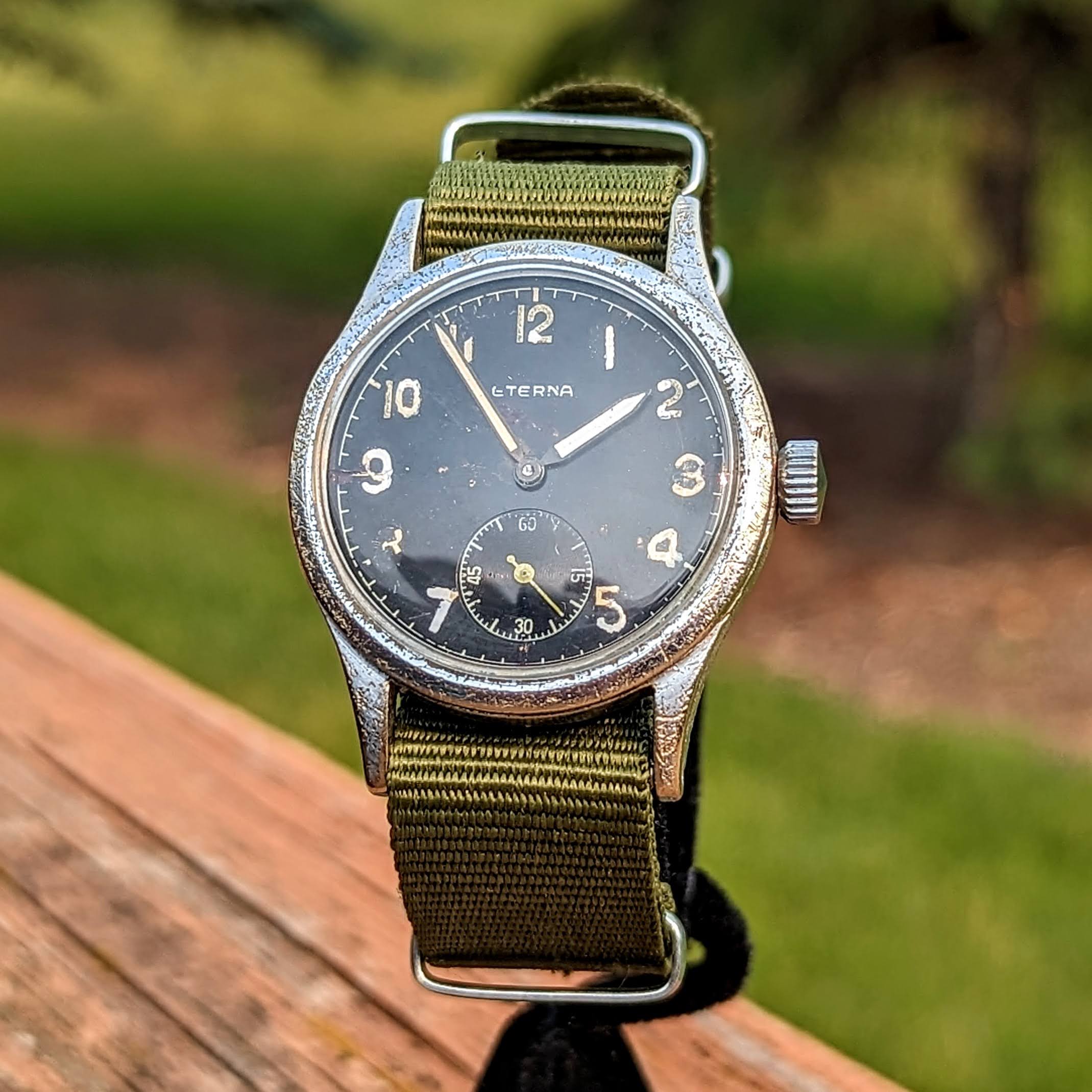 1944 ETERNA WWII Military Wristwatch 15 Jewels Cal. 520H Vintage Watch