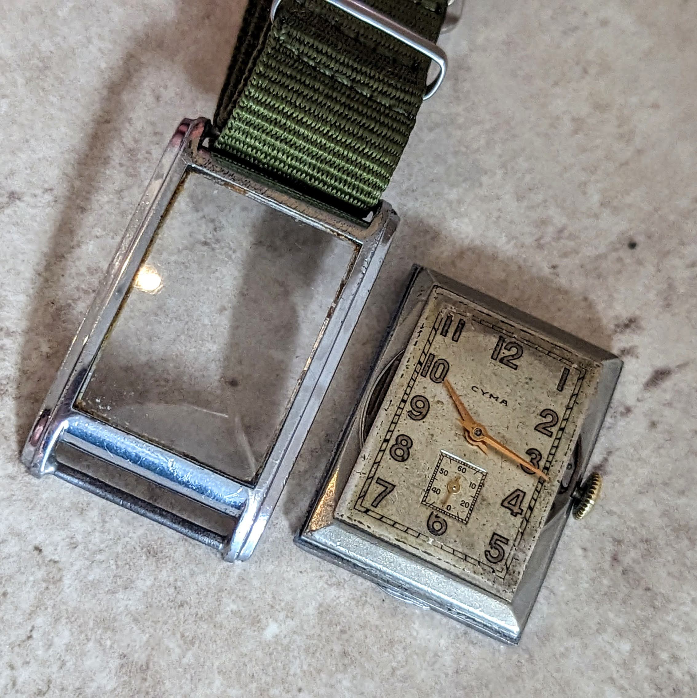 1940 CYMA Tank Case Wristwatch 15 Jewels Cal. Ref. 032D Swiss Made Watch