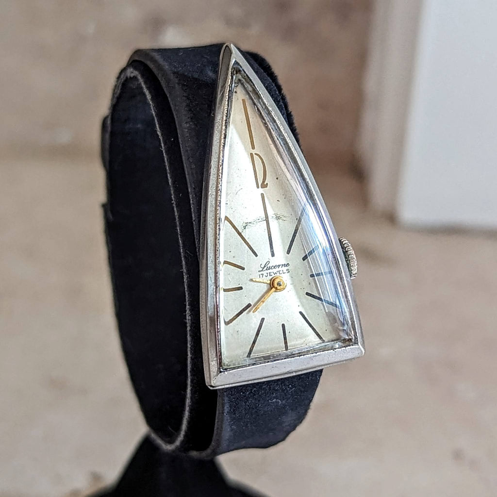 Triangle Watch Retro LUCERNE “A Parabolic Watch” 17 Jewels Triangle Wristwatch Swiss Made ...