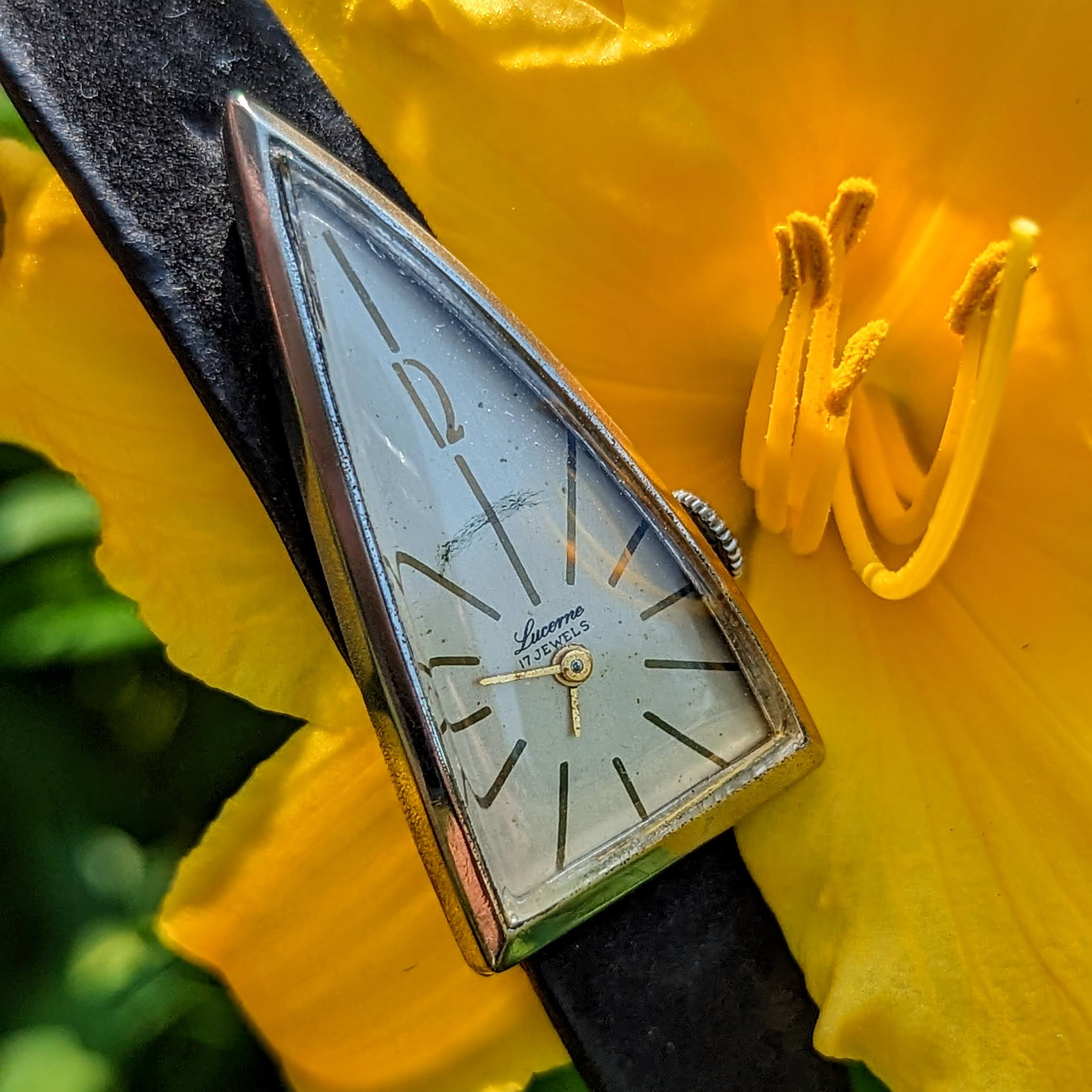 Triangle Watch Retro LUCERNE “A Parabolic Watch” 17 Jewels Triangle Wristwatch Swiss Made ...