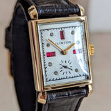 CLINTON Dress Wristwatch 17 Jewels Tank Case Fancy Dial Swiss Made Vintage Watch