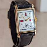 CLINTON Dress Wristwatch 17 Jewels Tank Case Fancy Dial Swiss Made Vintage Watch