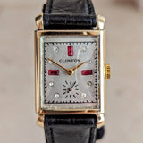 CLINTON Dress Wristwatch 17 Jewels Tank Case Fancy Dial Swiss Made Vintage Watch
