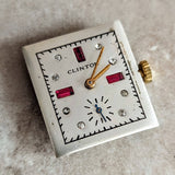 CLINTON Dress Wristwatch 17 Jewels Tank Case Fancy Dial Swiss Made Vintage Watch