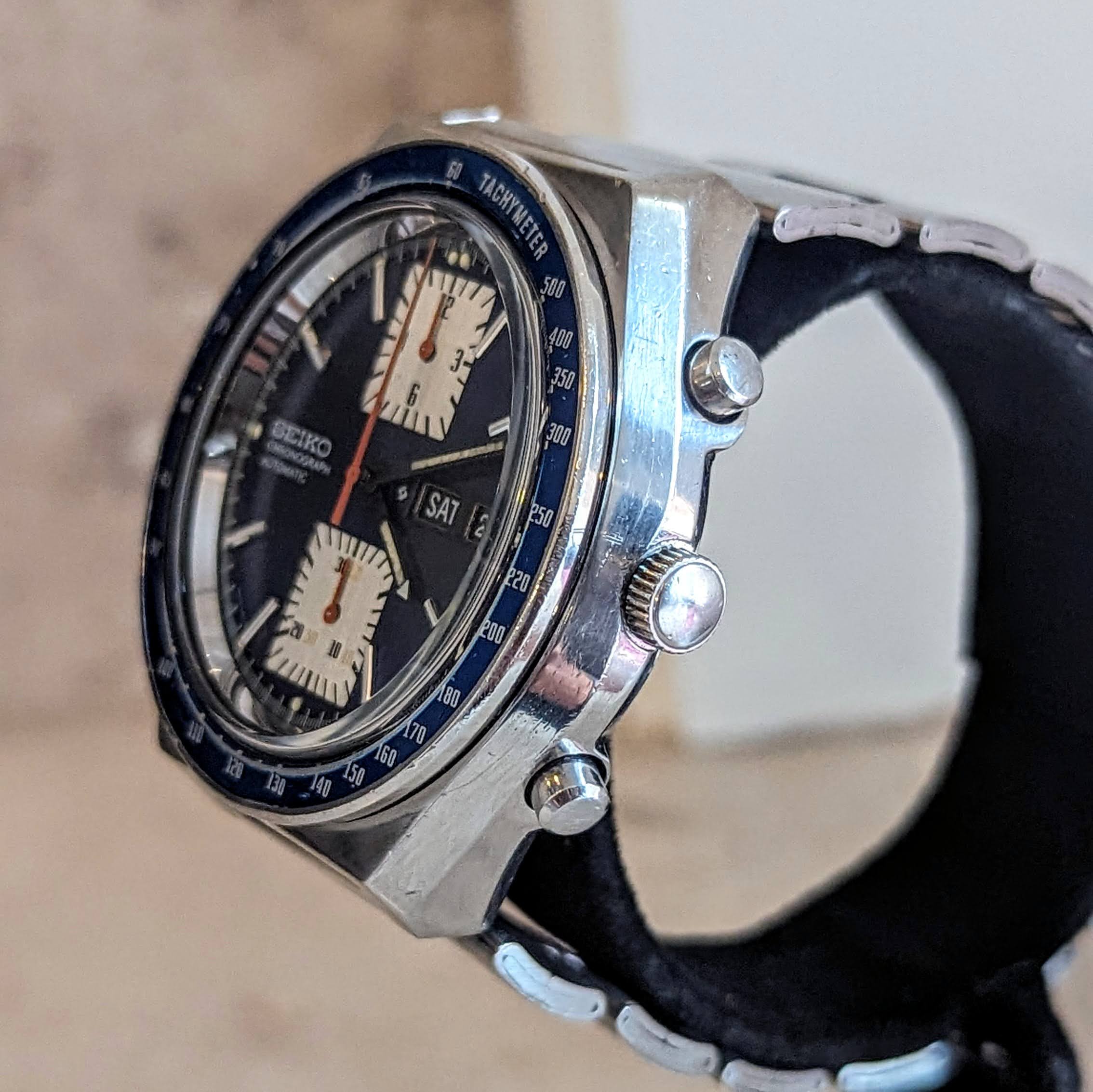 1975 SEIKO Kakume Chronograph Automatic Watch Ref. 6138-0030 Day/Date Wristwatch