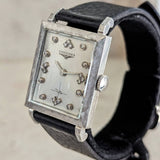 1960 LONGINES Wristwatch 14K White Gold - Diamond Dial 17 Jewels Cal. 370 Watch